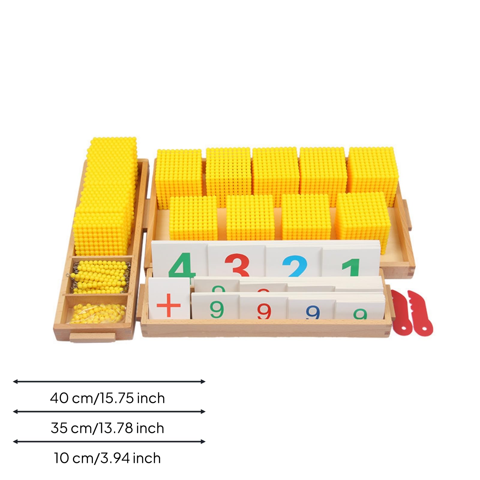 Juego Aritmético Infantil Juego Matemático Set de Tarjetas Numéricas Bloques de Tablero de Símbolos en Madera y para Aprender Números y Cálculo, Amarillo, Amarillo
