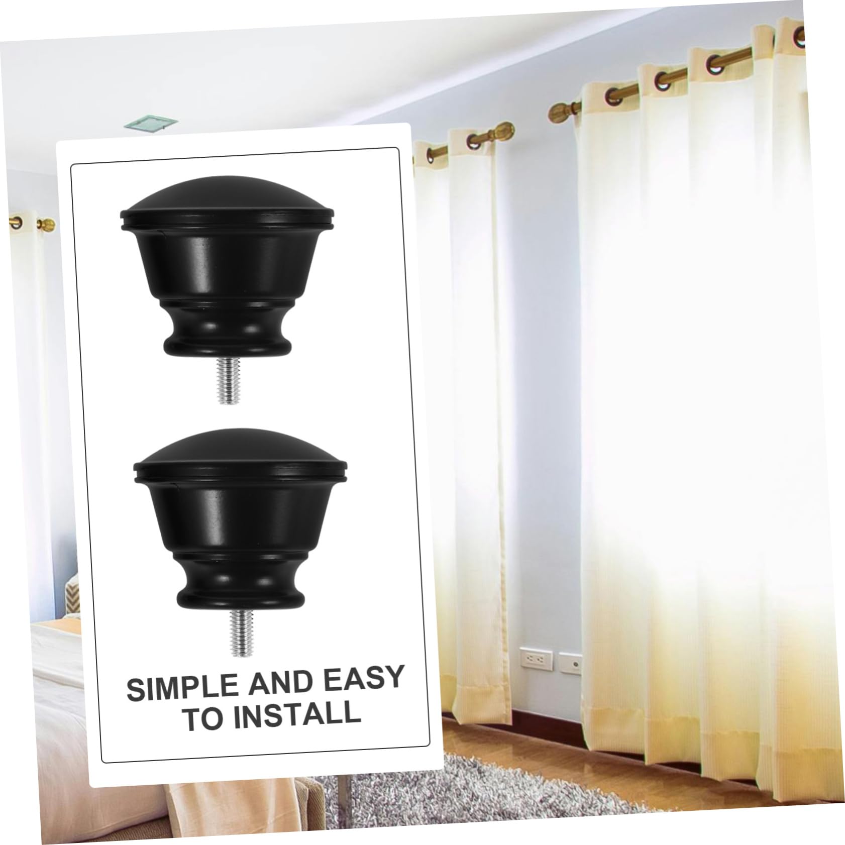 Lot de 10 embouts fins pour tringle à rideaux - Accessoires de décoration d'intérieur élégants - Facile à installer - Design moderne