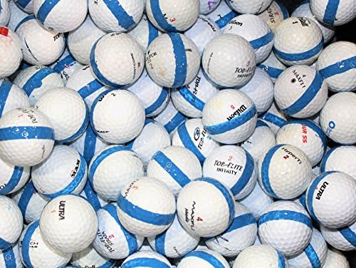 50 Premium Assorted Blue Striped White Range Practice Golf Balls