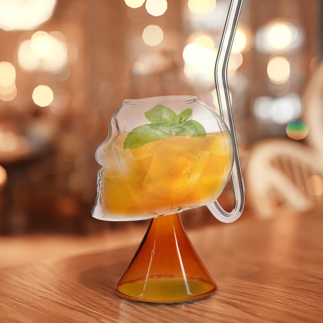 Skull Wine Cup with Built-in Straw 8.8Oz Creative Cocktail Glass for Halloween Party Whiskey Margarita Juice Household Bar Use - Image 4