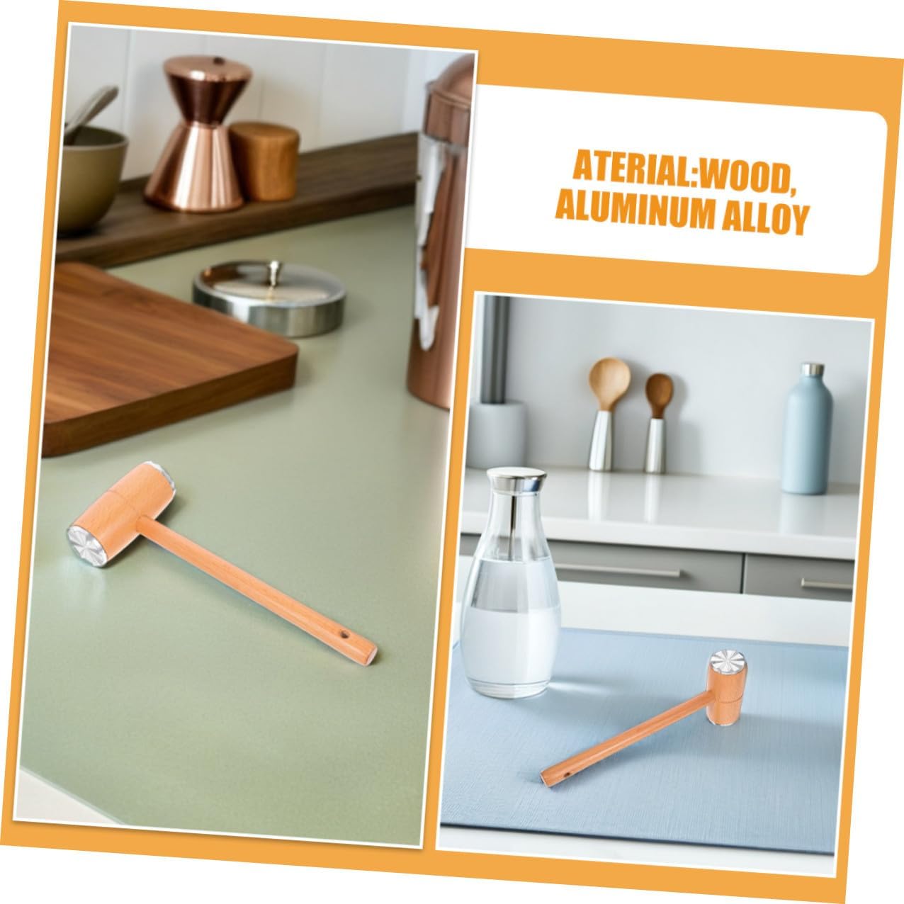 Milisten 2pcs Dual-sided Wood Meat Tenderizer Mallet Kitchen Pounder Tool for Steak Beef Chicken with Beech Wood Handle Manual Meat Tenderising Tool for Home Cooking