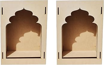 LET'S DIY Unfinished Wood MDF Jharokha Wall Decor Kit - Plain Box Cutout Wooden Craft for Creative Home Decor, Customizable Frame for Art, Painting, and DIY Projects