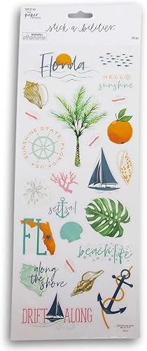 Calcomanías de verano de Florida para diario, álbumes de recortes, tarjetas, artes y manualidades, 24 piezas