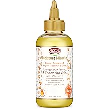 African Pride Moisture Miracle 5 Essential Hair Oils with Vitamin E | Moisture, Shine, Protection, and Growth | Argan, Castor, Grapeseed, Coconut, and Olive Oil | 4 oz