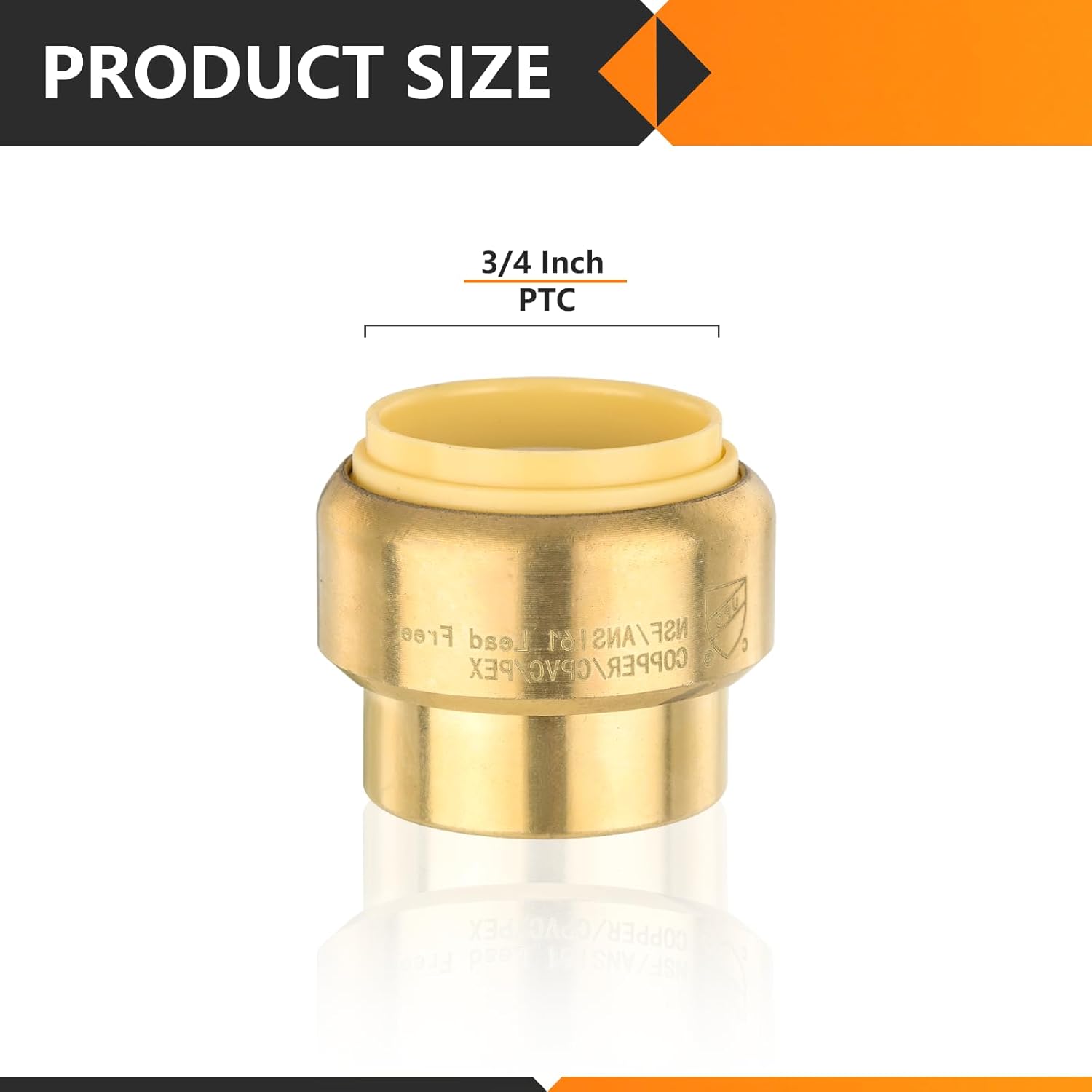 HeSun 10-Pack Pushfit Plug (End Cap), 3/4-Inch Push to Connect Plumbing Fittings with Disconnect Clip, Brass Push-fit Fittings for PEX, Copper, CPVC, PE-RT Pipes