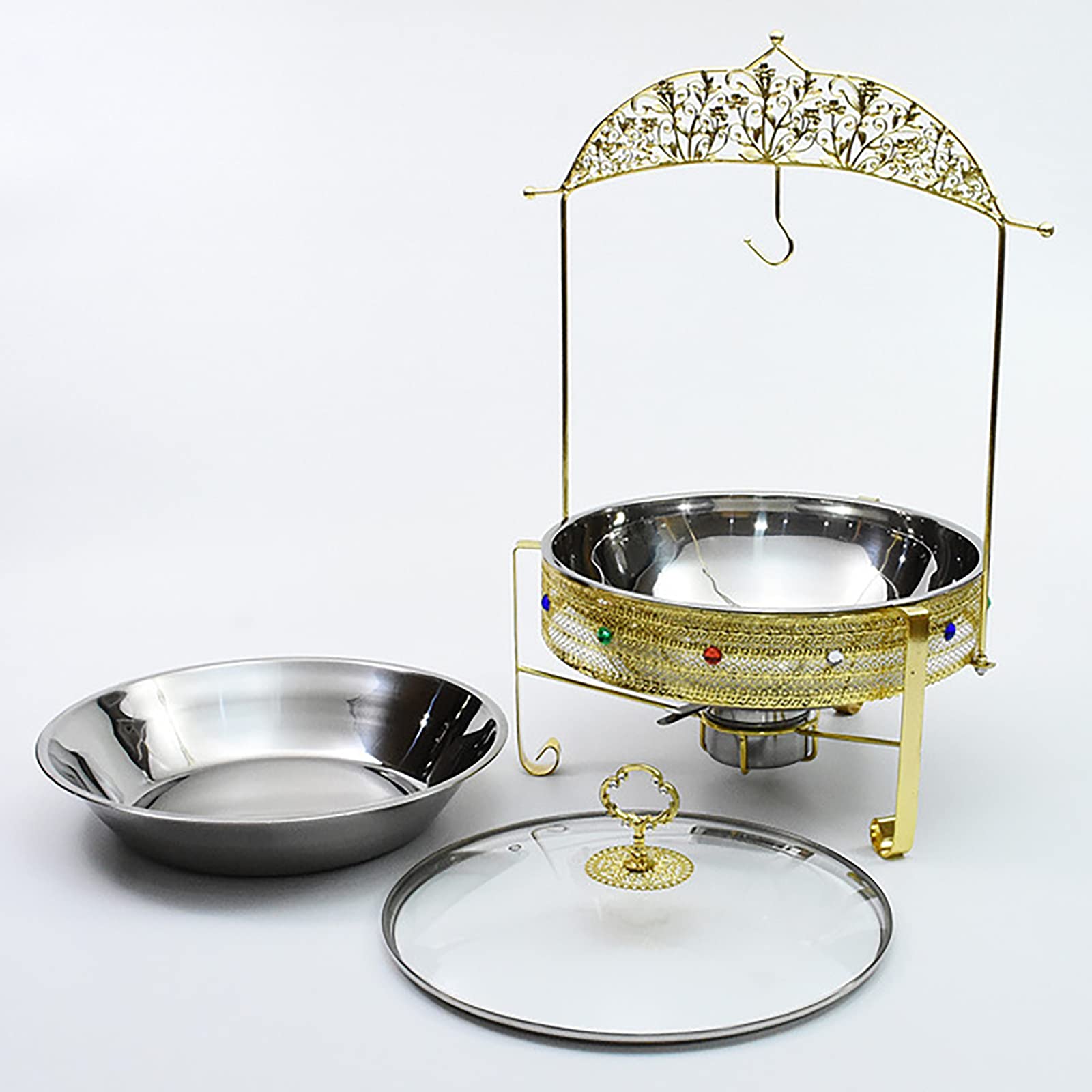 Set da Buffet per scaldavivande da 3,5 Quarti, scalda Buffet in Acciaio Inossidabile con Coperchio, vaschetta per l'acqua, vaschetta per Alimenti, Supporto per Carburante, per Matrimoni a Buffet, Fe