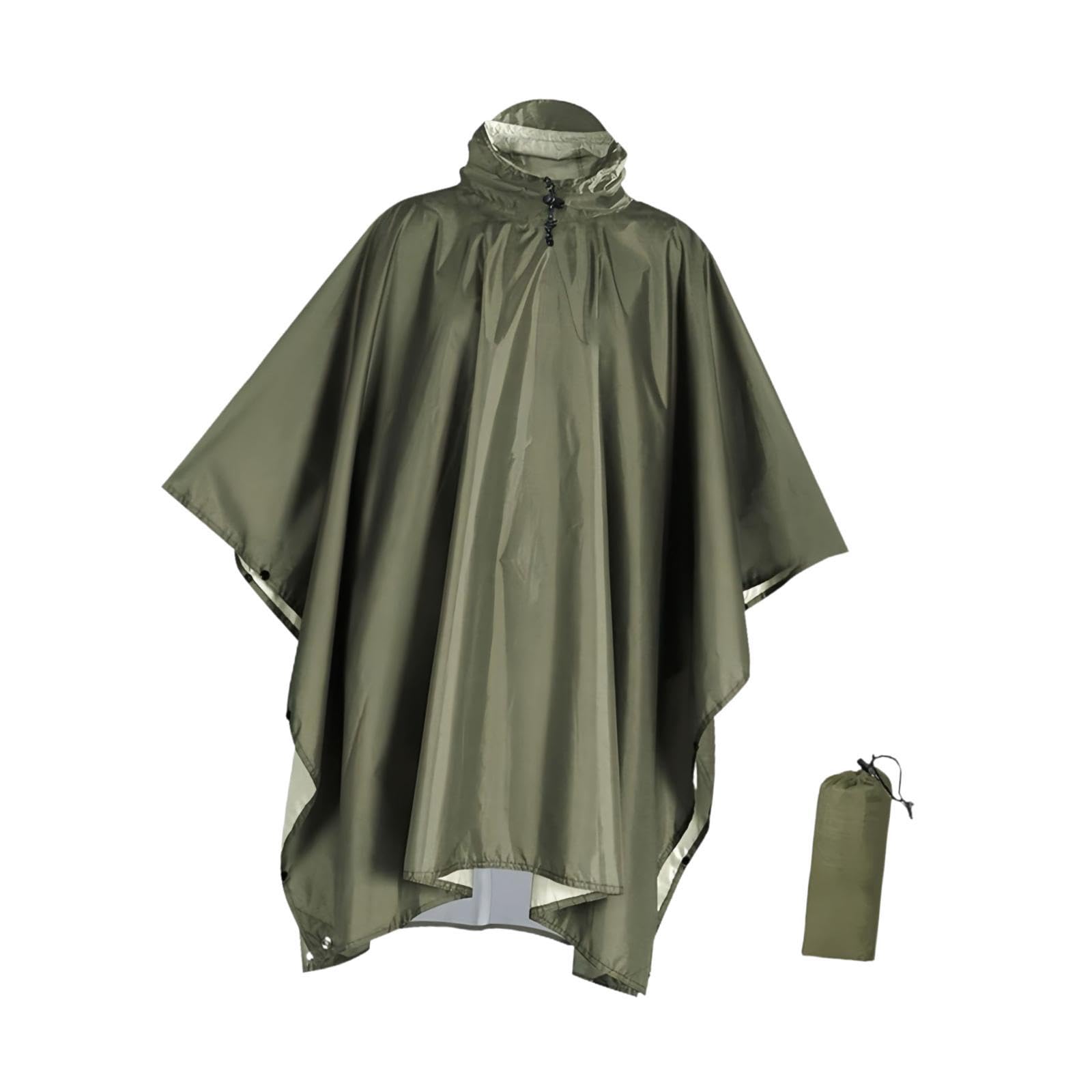 MERISHOPP® Rain Poncho with Hood Reusable Rain Jacket for Sports Event Hiking Camping Green | Sporting Goods | Outdoor Sports | Camping & Hiking | Clothing | Other Camping, Hiking Clothing-image-34
