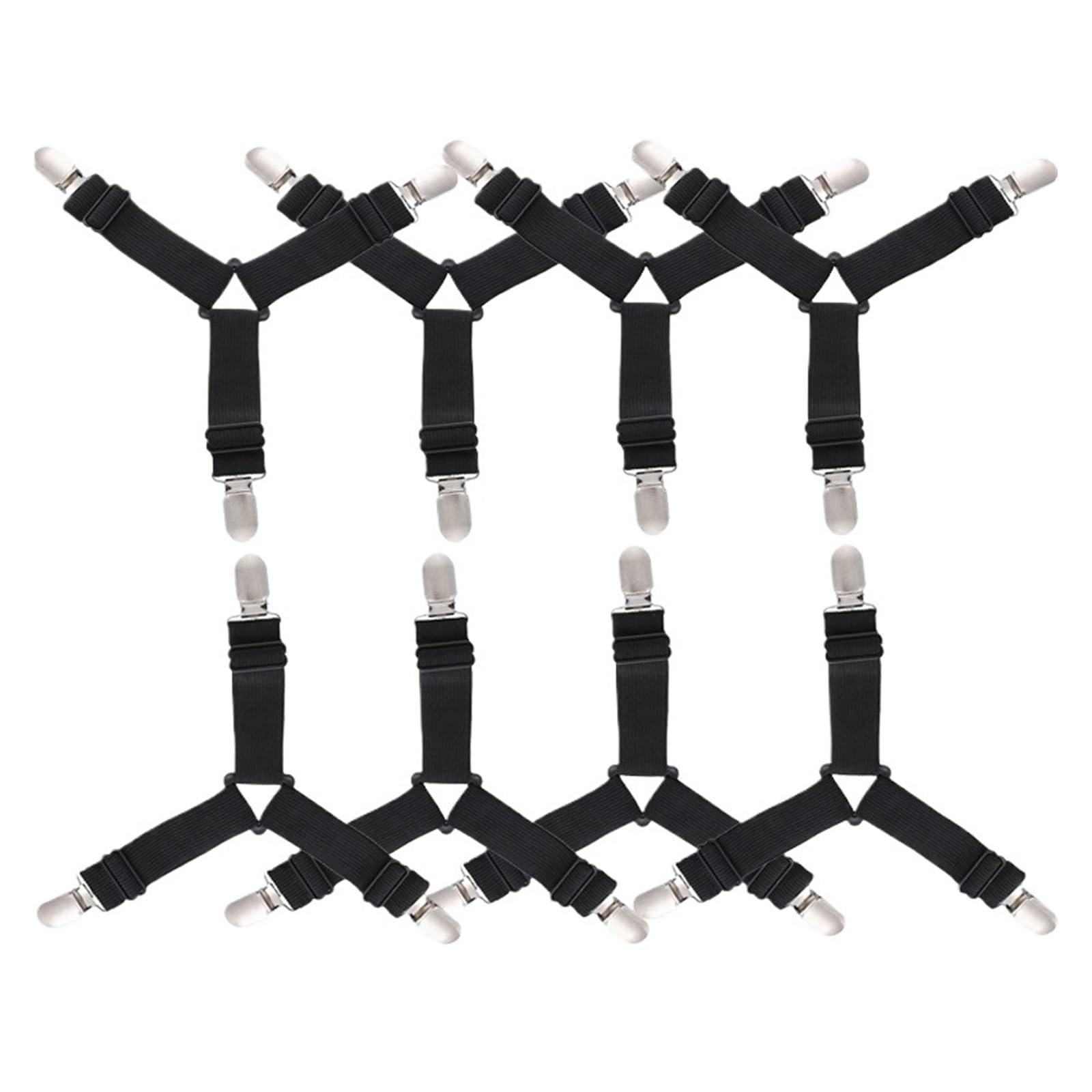 PFMSAAF bed sheet clips 1/4/8pcs Bed Sheet Straps Set Elastic Fasteners Metal Clips Holders for Corners Fitted Triangle Quilt Fixer for bed(8pcs)
