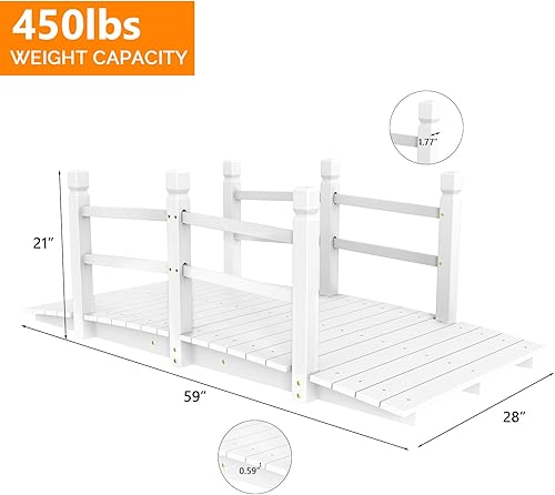 Vista 13 de VINGLI Puente de jardín, arco de madera clásico con pasarelas de seguridad (negro, 7.5 pies)