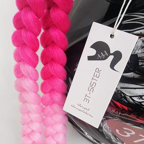 Miniatura 4 de Accesorio de coletas para casco, coletas de caballo, trenzas de pelo para motocicleta, bicicleta, bateo, patinaje, casco u otros cascos, 2 trenzas