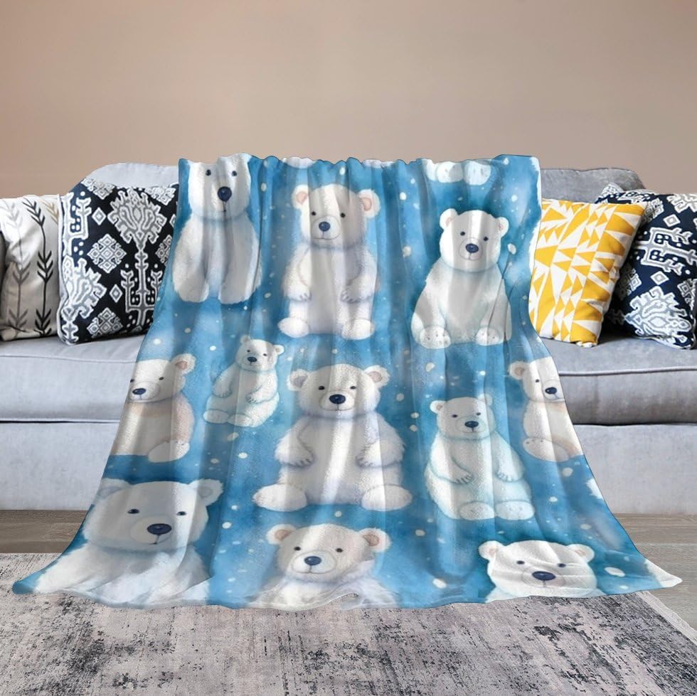 Polar Bear Blanket Polar Bear Gifts for Girls Boys Kids Woman Bears Lover Throw Blankets Soft Blanket Warm Fleece Flannel Plush Blankets for Bed Sofa Couch 40"x50" - Image 5