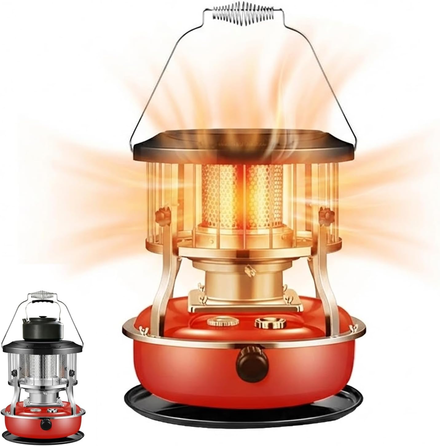 Indoor&Outdoor Kerosene Heaters, Portable Space Heater with 9000 BTU Heat Output, 4.5 L Fuel Capacity, Kerosene Stove for Cooking and Heating (Red)