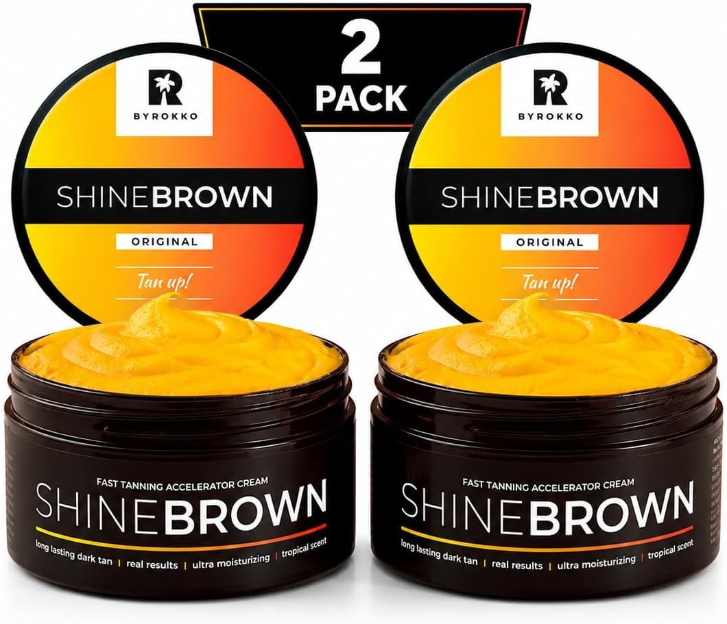 BYROKKO Shine Brown Crema Abbronzante (2x 210 ml), Acceleratore Abbronzatura Naturale, Abbronzante Corpo con Ingredienti Selezionati, Olio Abbronzante per Sole e Lettini Solari