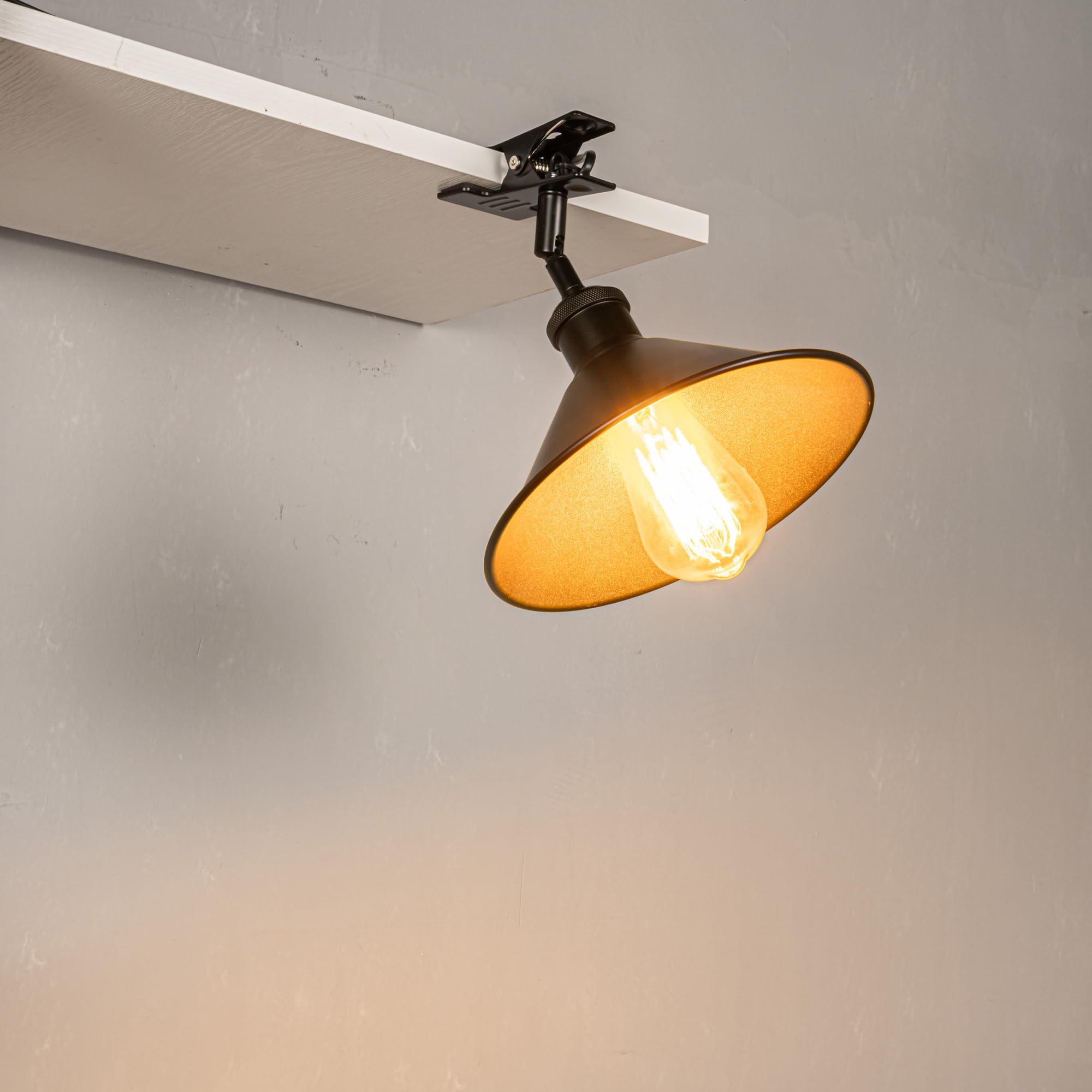 Verstellbare Klemmlampe mit E27-Fassung,1 Packung Leselampe mit 1,8 m Kabel, Dimmbar Nachttischlampe,Schreibtischlampe für Heimgebrauch Büro - 22 * 8cm Schwarz Lampenschirm- TD0603
