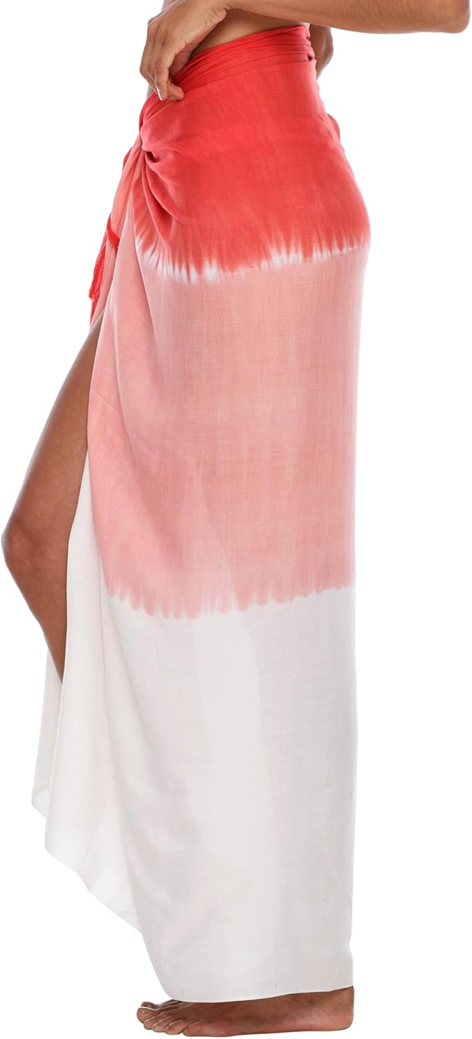 SHU-SHI Sarong Wraps For Women Beach Cover Up Skirt Swimsuit Wrap Pareo Coverups Ombre Tie Dye - Image 4