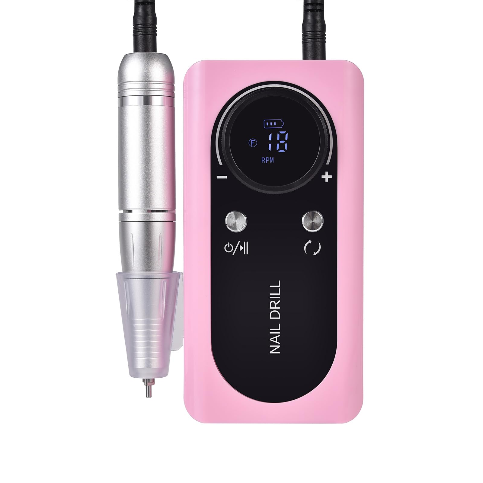 KAZIPOP Cordless Nail Drill Kit 45,000 RPM Electric Nail File for Manicure Pedicure Rechargeable Nail Drill Machine with 6 Drill Bits 6 Sanding Bands for Gel/Acrylic/Dip Powder Nails (Pink)