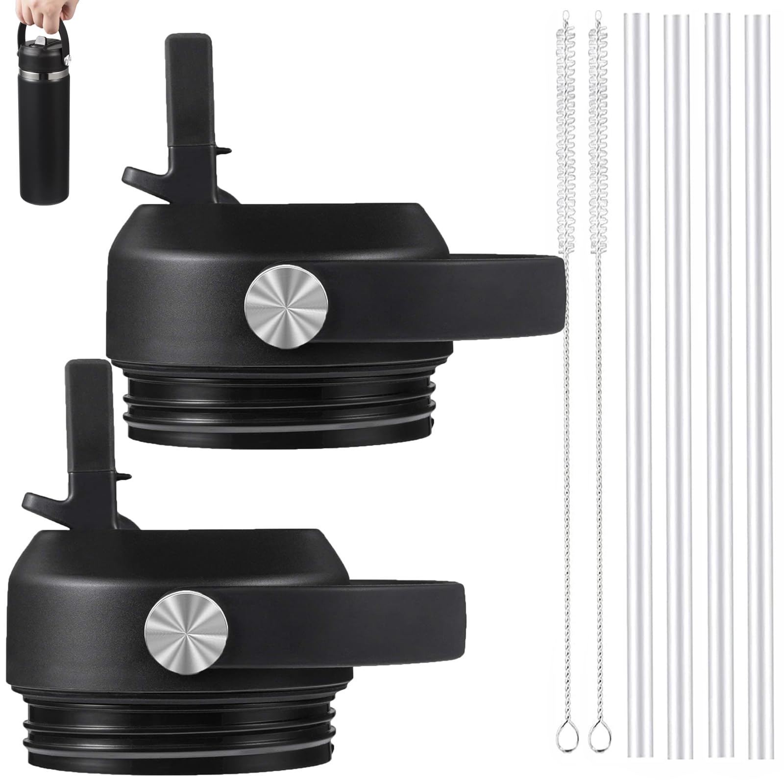 FLORAPELL Straw lid for Yeti Rambler 18 26 36 64 oz, Lid with Straws and Flexible Handle, Replacement Cap for Yeti 18oz 26oz 36oz 64oz Rambler Water