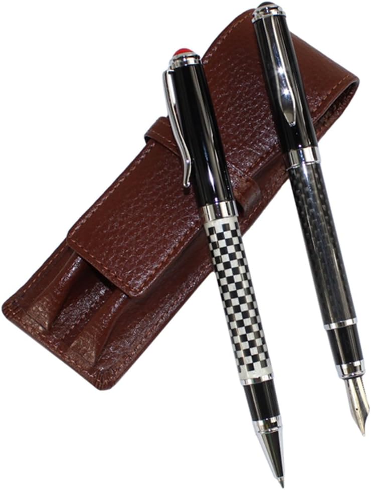 Gullor Two colors/pattern fountain/rollerball pen 2033 interchangeable leather pen case set