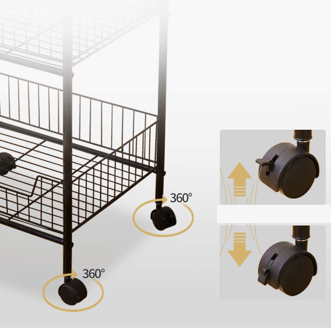 ZYFA Carrello Cucina Servizio,con Rotelle, Scaffale Portaoggetti Mobile,Carrello Portaoggetti Multiuso, Carrello Salvaspazio, Scaffale Rete Metallica Contenitori