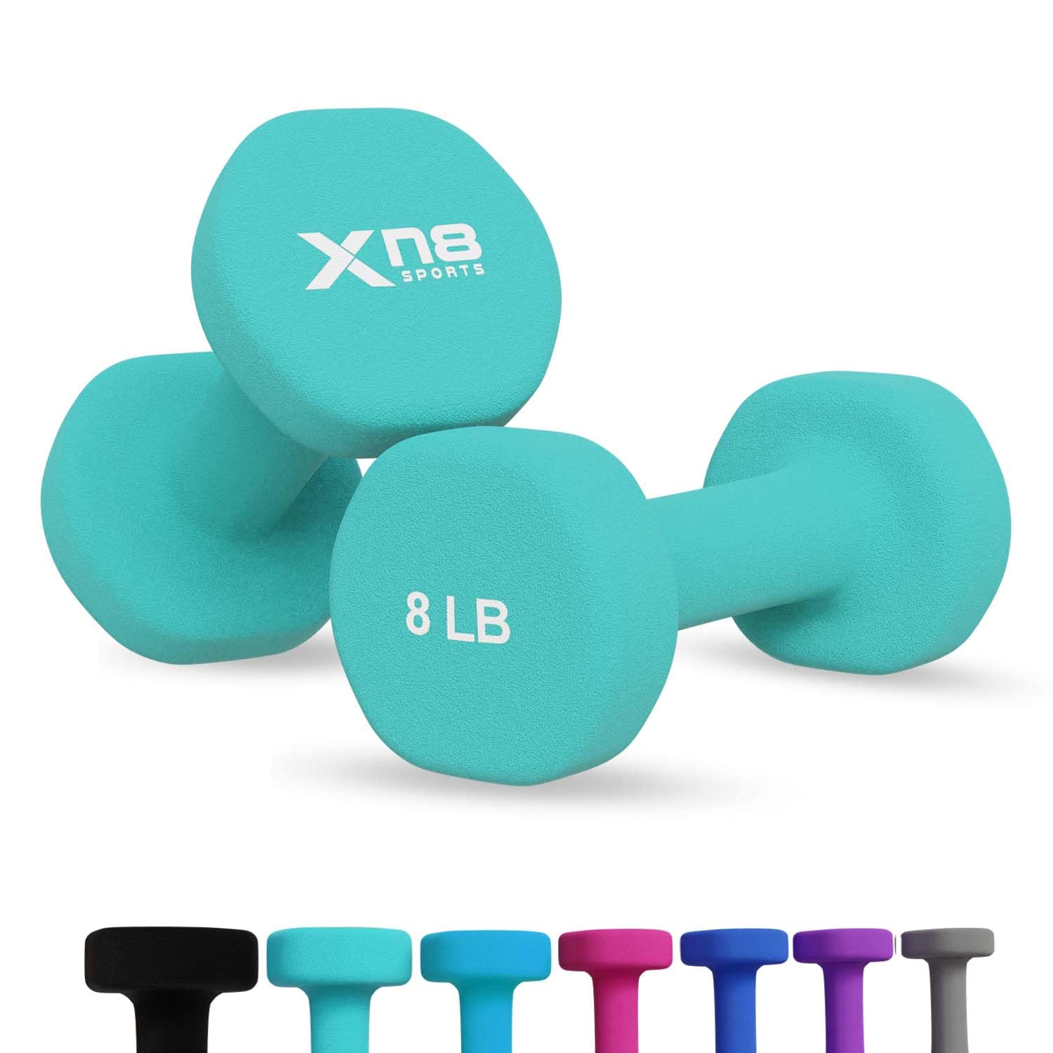 Xn8 Dumbbells Set Neoprene Coated Weights Dumbbells Set- Hand Weights for Home Gym, Pilates, Cardio, Training and Fitness- Anti Sweat Hex Dumbbells with Comfy Grip- 1-44lb Dumbbells Set Women Men