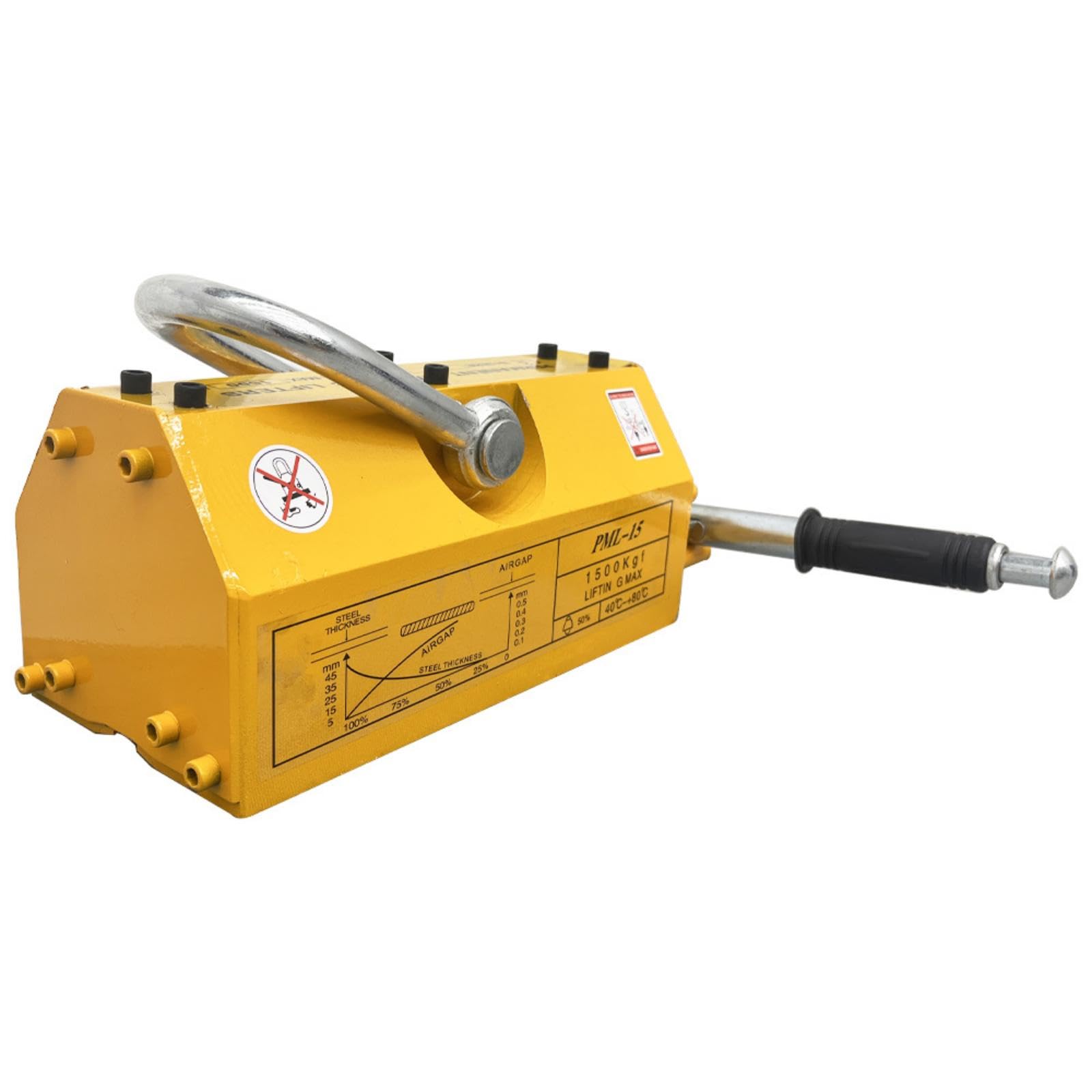 BEILOCKERY Magnetic Lifter, 3300lbs/1500kg Lifting Capacity, Permanent Magnetic Lifting, Super-Strong Neodymium Magnet, for Lifting Steel Sheet, Block, Shop Crane