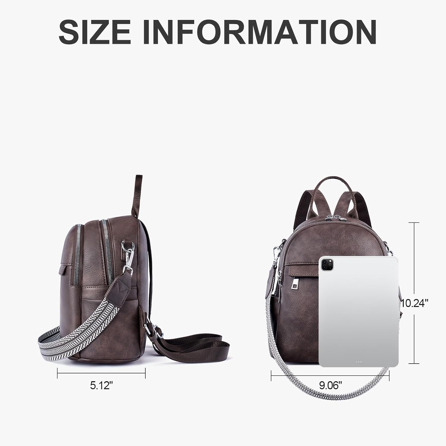 Small Backpack Purse for Women Leather Mini Convertible Designer Backpack Travel Shoulder Fashion Bag Coffee - Image 6