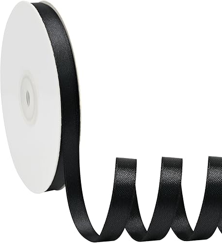 Cinta de satén negra de doble cara de 38 pulgadas x 50 yardas, cintas negras de poliéster para envolver regalos, cinta de tela para manualidades,