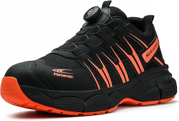 Netanac Steel Toe Shoes for Men Women, Wide Work Shoes with Durable Soft Sole, Comfortable Breathable Safety Sneakers