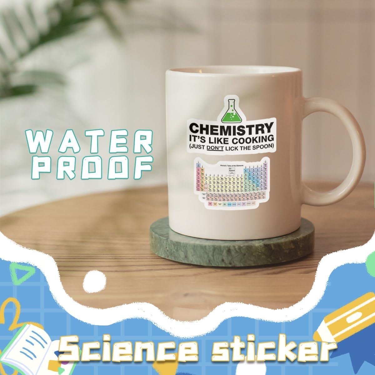150pcs Science Stickers - Classroom Decor & Water Bottle Stickers - Math, Chemistry, Physics, Biology Gifts - Lab Science