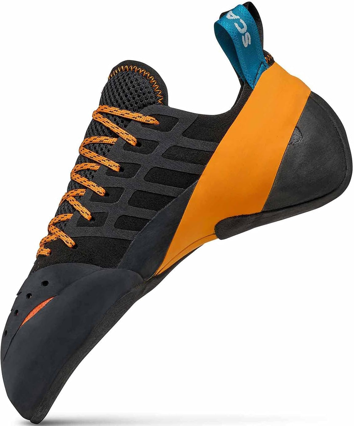 SCARPA Instinct - Zapatos de escalada con encaje para escalada deportiva y boulder, Negro/Naranja, 10 Women/9 Men