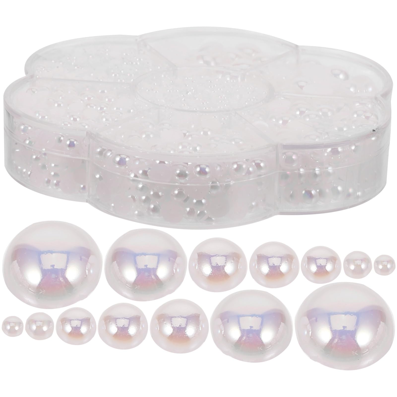 HAPINARY Nail Charms Set DIY Nail Art Pearls 7pcs Half Round Colored Pearl Charms for Women