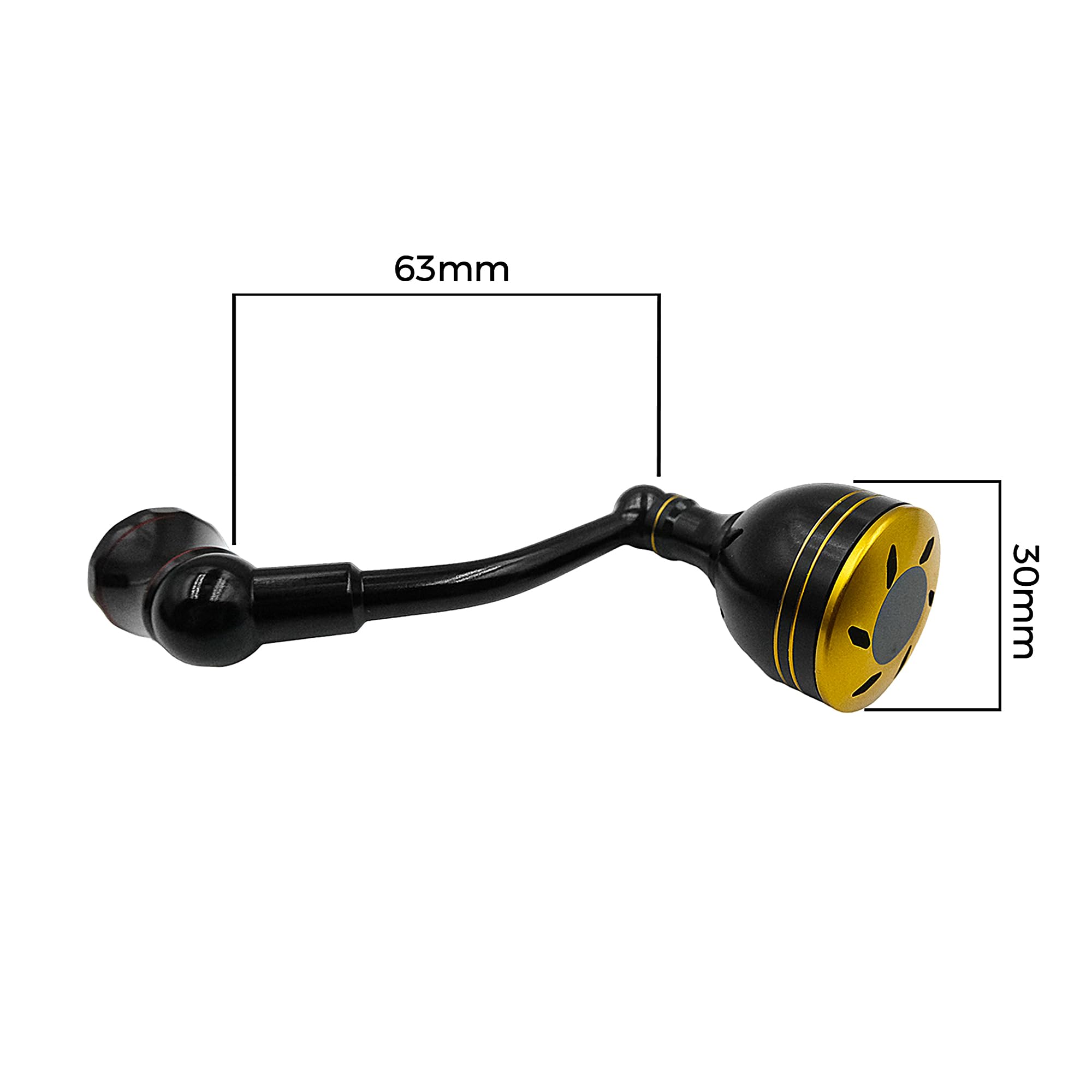 Mango de potencia de 63 mm compatible con Shimano Stradic FL/FM, Stella, Vanford, Vanquish, Nasci, reemplazo de carrete giratorio, mango de carrete de pesca dorado/negro