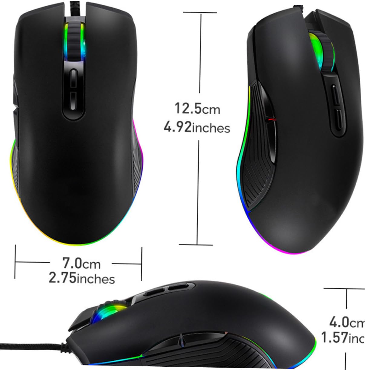 Gadpiparty 2pezzi Mouse Gaming Ergonomico Usb Con Illuminazione Rgb Pulsanti Programmabili Dpi Regolabili Compatibile Con Pc e Laptop Design Confortevole Per Giocatori e Ufficio