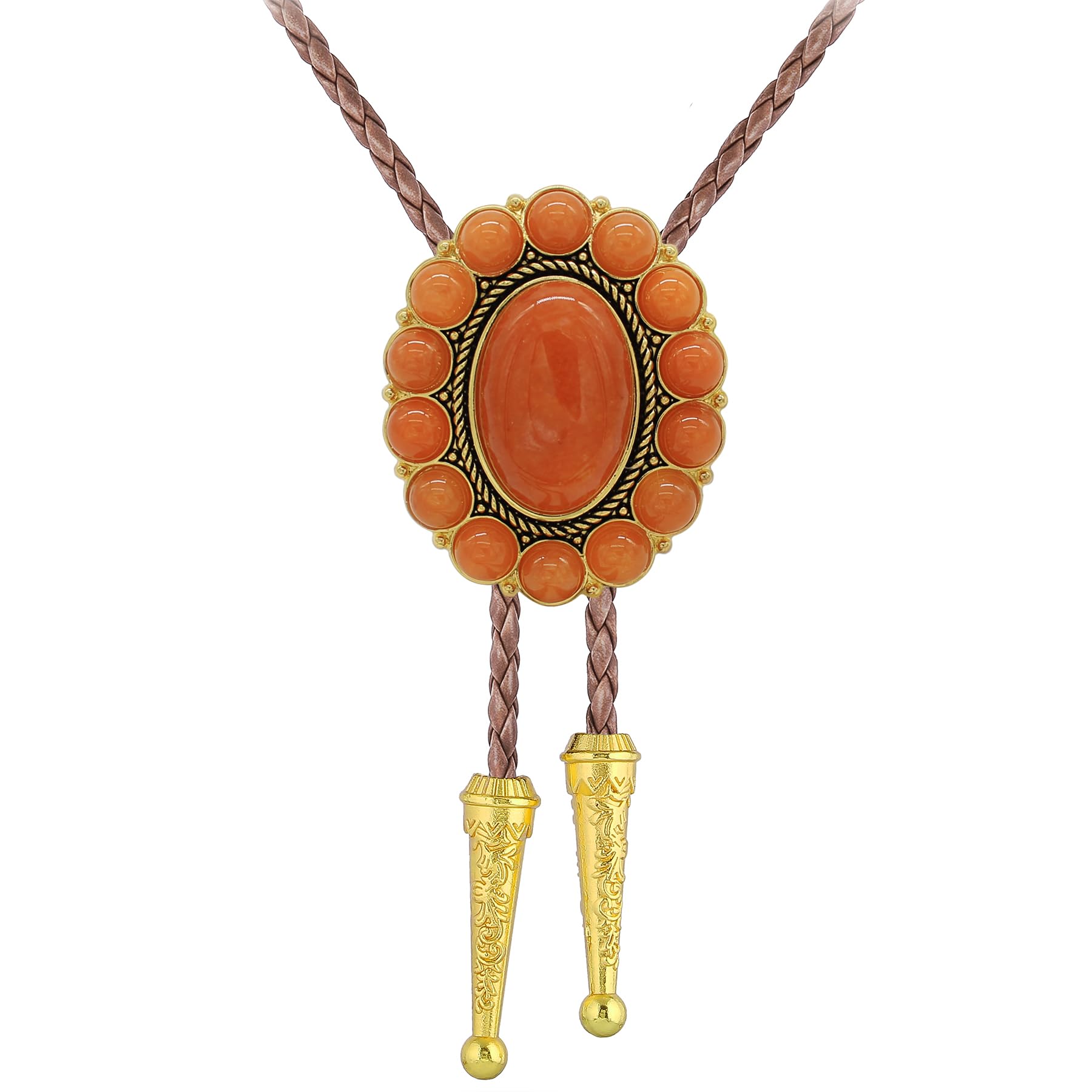 GelConnie Bolo Tie for Men Women Western Cowboy Turquoise Leather Necktie