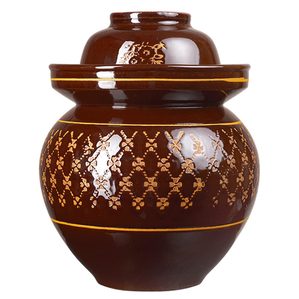 Słoik z kimchi Tradycyjny chiński porcelanowy słoik do marynowania, ceramiczny garnek do marynowania naczyń fermentacyjnych, słoik do fermentacji z uszczelką wodną pokrywką śluzy kamionkowej(9KG)