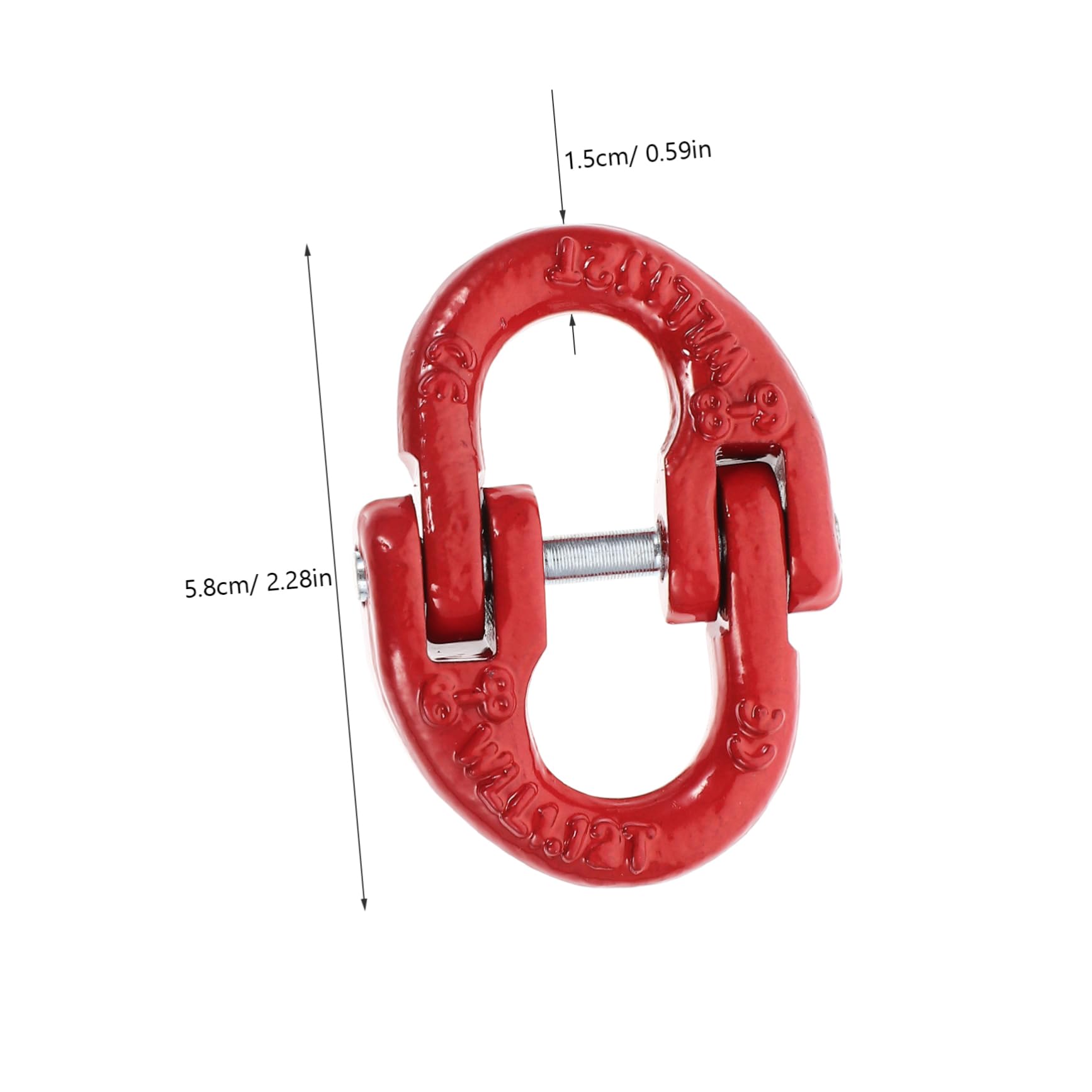 Eslabón Conector de Cadena de Acero Rojo para Remolque, Cierre Rápido y Bloqueo Seguro, Doble Anillo para Elevación y Tracción Industrial