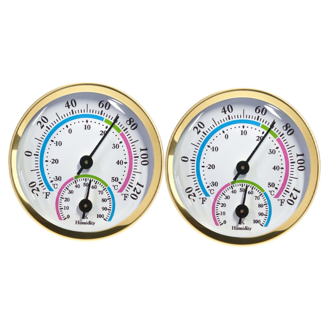 BESPORTBLE 4 Sätze Thermometer Thermostate Bahnhof Außen Hygrometer Groß Im Freien Temperatur Messgerät Feuchtigkeitsmesser Golden Aluminium 2 Stück * 4