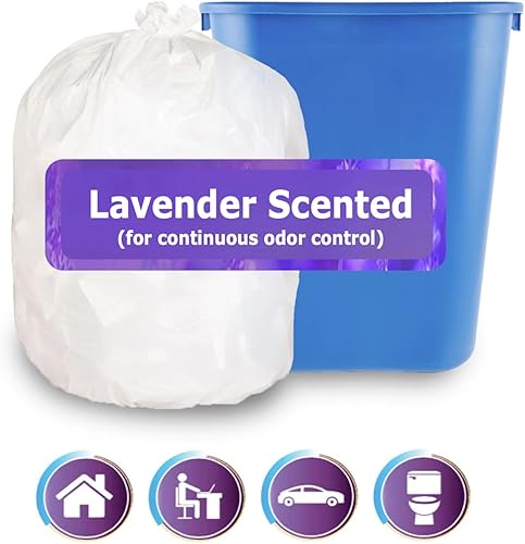 Miniatura 2 de CCLINERS Bolsa de basura de 4 galones con aroma a lavanda (440 unidades) bolsas de basura pequeñas para baño, bolsas de basura blancas para el