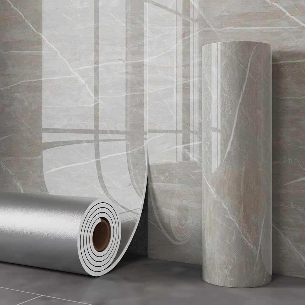 2.3mm Thick Self-Adhesive Tiles,40cm X 300cm Adhesive Tiles for Bathroom and Kitchen,Marble Design,Waterproof,Self-Adhesive Wall Panels for Furniture,Kitchen Backsplashes,H19,40x300cm