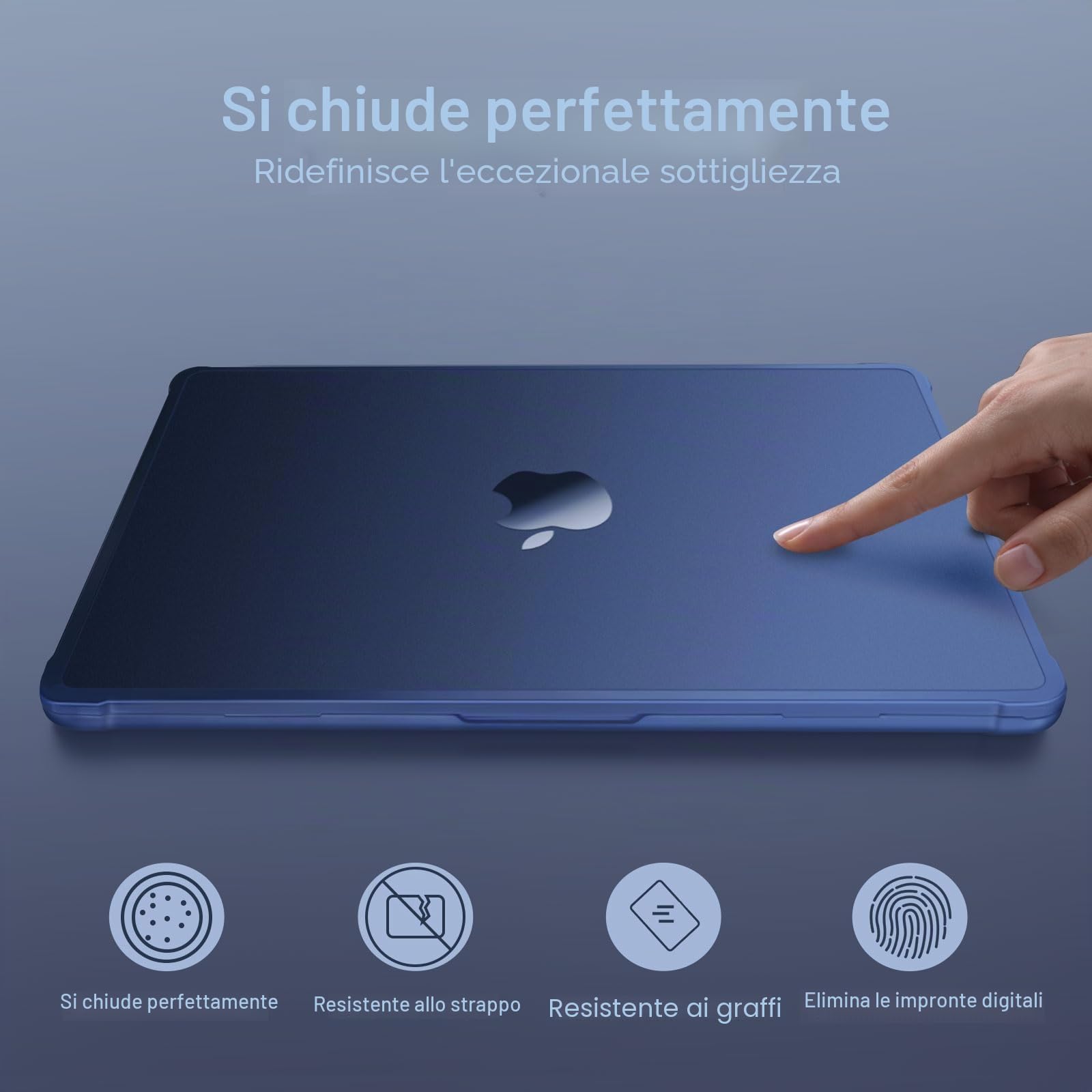 MOSISO Custodia Compatibile con MacBook Air 13 Cover M5 2026 M4 M3 M2 2025-2022 A3449 A3240 A3113 A2681, Anti-crepa con Angoli e Bordo Morbido TPU Case per MacBook Air 13,6'' Cover, Mezzanotte