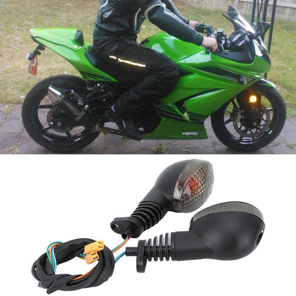 Intermitentes Moto, Qiilu Lámpara de luz de señal de giro 2PCS apta para modificación de motocicleta Kawasaki Para Ninja 250(Negro)