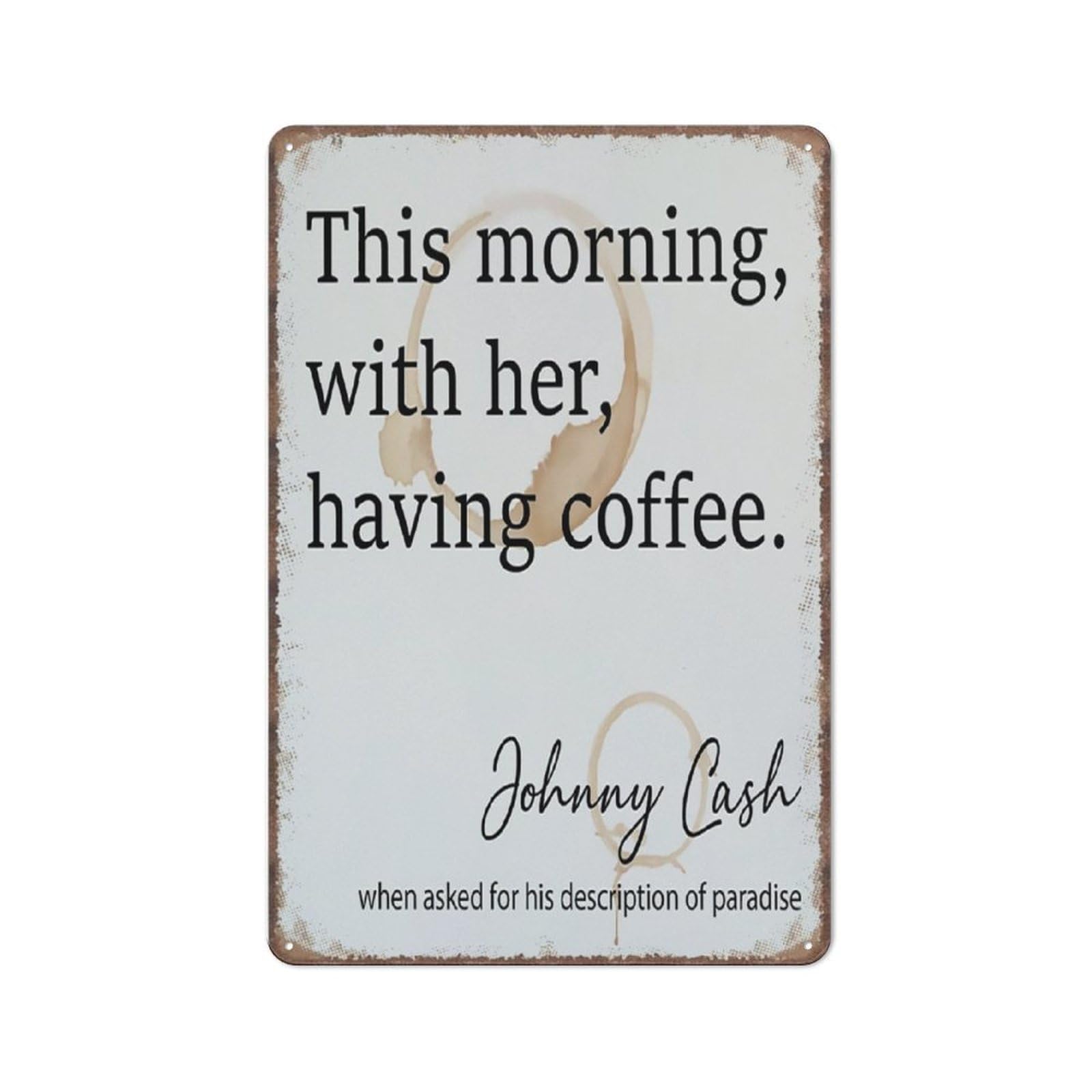 Smazdfxx As Pic This Morning With Her Having Coffee Sign Rustic Style Wedding Gift Poster Wall Art For Kitchen Garden,8X12 Inches