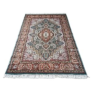 Amma Tapijten Handgeknoopt tapijt Perzische Kunst Zijde Traditioneel Luxe Veelkleurig 1,2 x 1,8 m