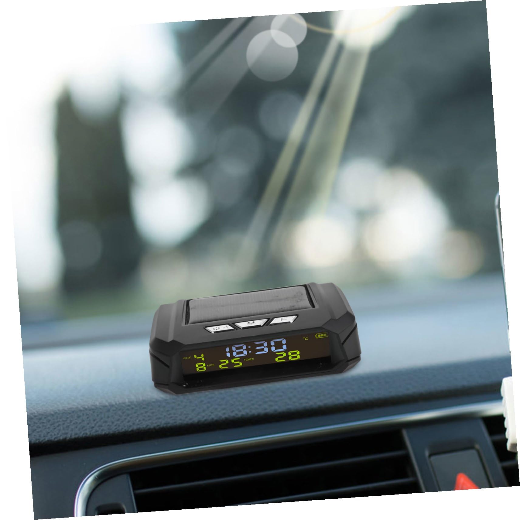 Reloj Digital para Coche con Pantalla de Temperatura y Fecha, Multifuncional, Pequeño y Compacto para Salpicadero, Fabricado en Abs y Componentes Electrónicos