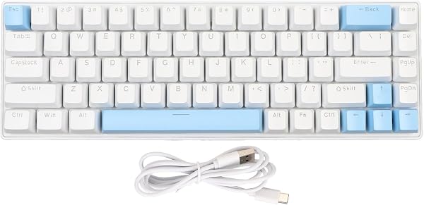 Klawiatura Mechaniczna 60% z Niebieskim Przełącznikiem, 10 Trybów Podświetlenia RGB, Przełączanie Klawiszy N, Kompaktowa Przewodowa Klawiatura do Gier USB C do Gier Komputerowych