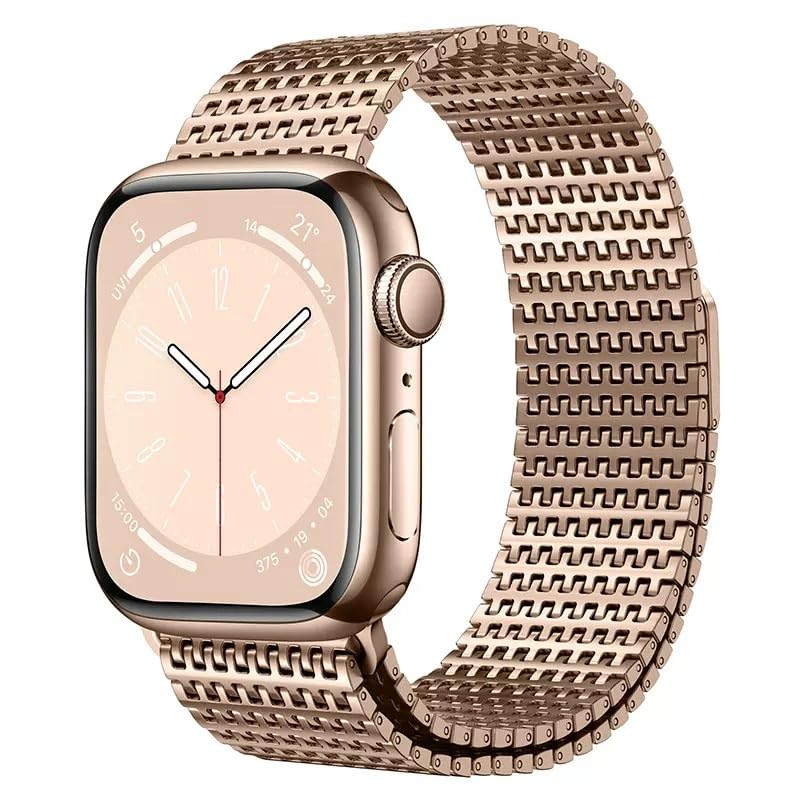WINGLE Compatible for Apple Watch Band Ultra 2 Band Ultra Band 49mm 46mm 45mm 44mm 42mm for Men Series 10 9 8 7 SE 6 5 4 3, Magnetic Milanese Mesh Loop Metal Stainless Steel iWatch Bands Strap Women