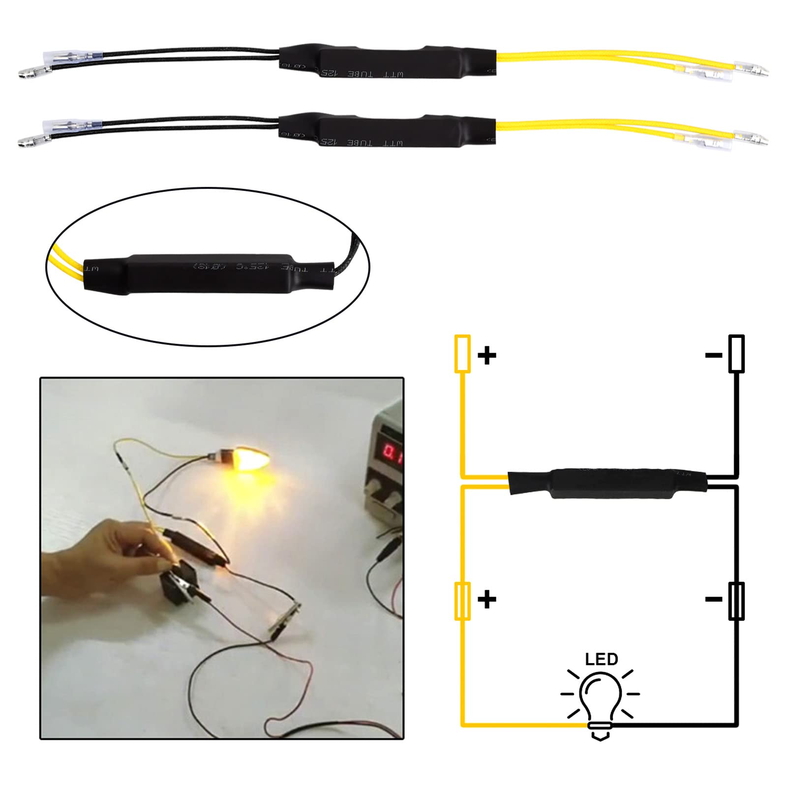 Dokeno 2 szt. Motocykl Migający Wskaźnik Rezystancji Adapter 12V 21W Motocykl LED Miga Korekta Błędów Naprawa Skutera Motocykla Skutera 6Ω