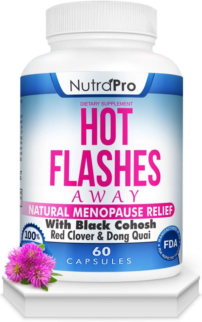 Hot Flashes Menopause Relief -All Natural Menopause Supplements for Women with Black Cohosh Hot Flash Relief,Night Sweats,Mood Swings & Anxiety Relief.60 Caps.Made in GMP Certified Facility.