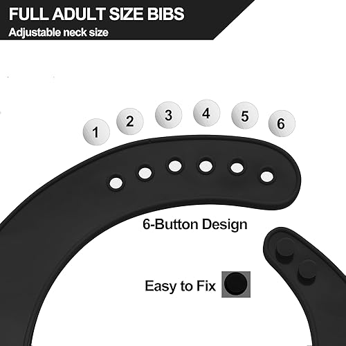 Miniatura 7 de Baberos de silicona para adultos, baberos ajustables y lavables para hombres y mujeres mayores, impermeables para ancianos con atrapador de migas