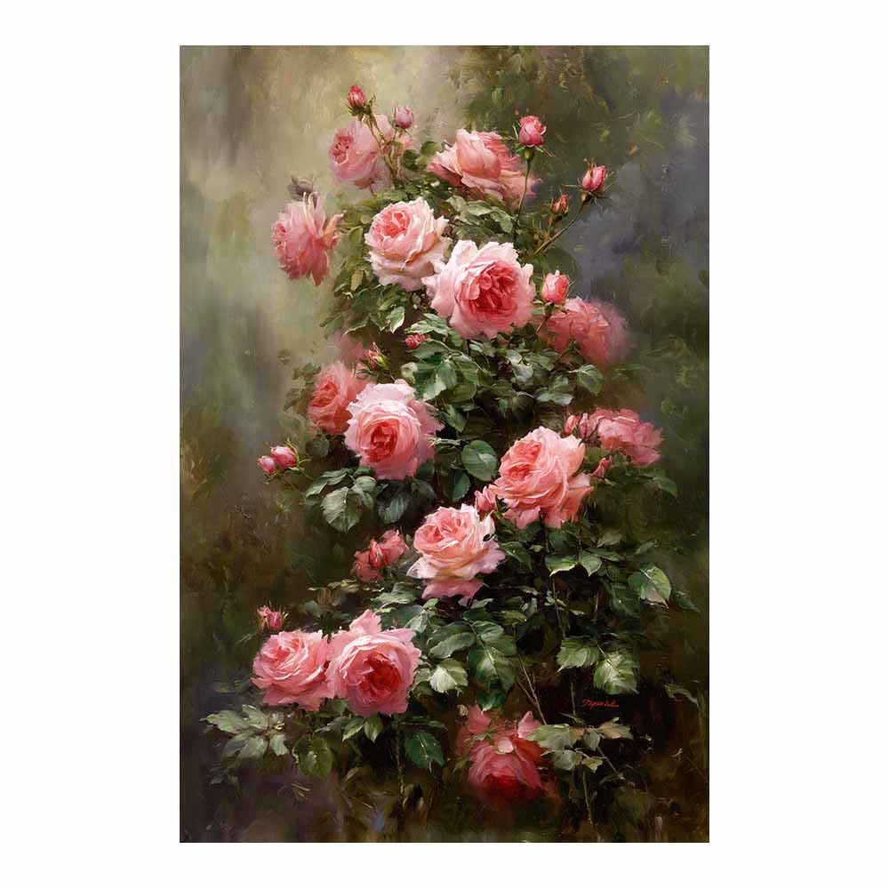 Hoqiu Multicolor Canvas Wall Art Pink Ros Art Print Artwork, Wall Decoration Living Room Bedroom Hallway Stairs Decoration.(Multicolor)-60X80cm Unframed